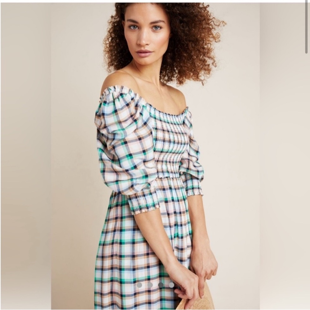 Anthropologie Multicolor Plaid Long Sleeve Dress